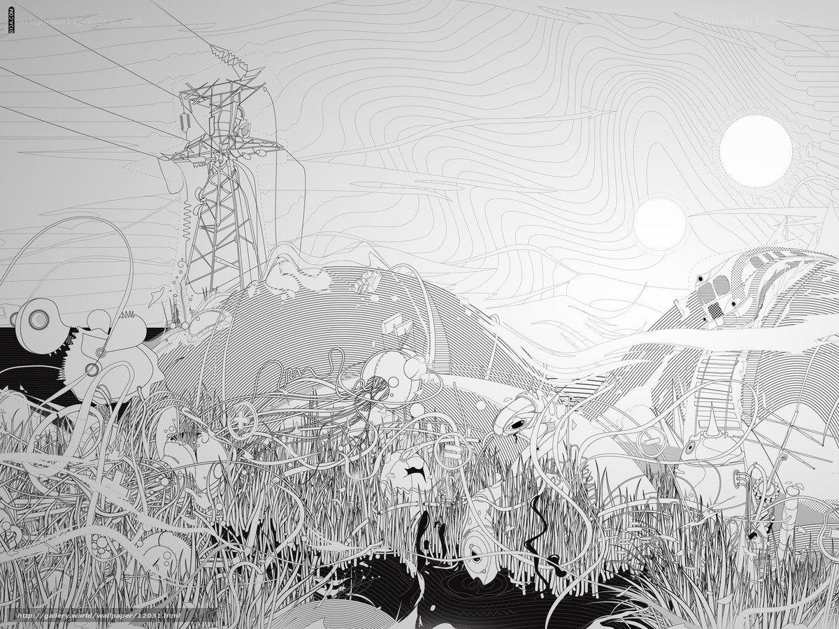 Abstract line art landscape
