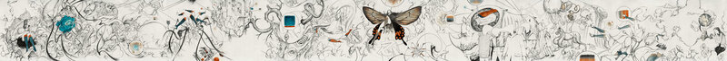 Abstract line art with butterfly