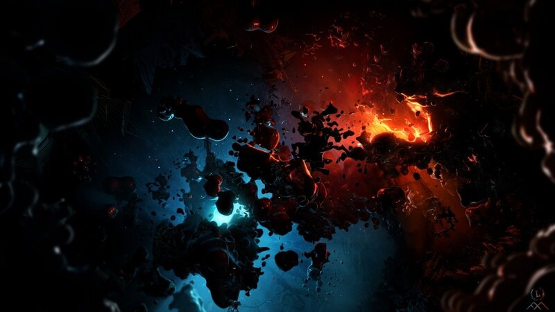 Abstract Liquid Explosion — Red