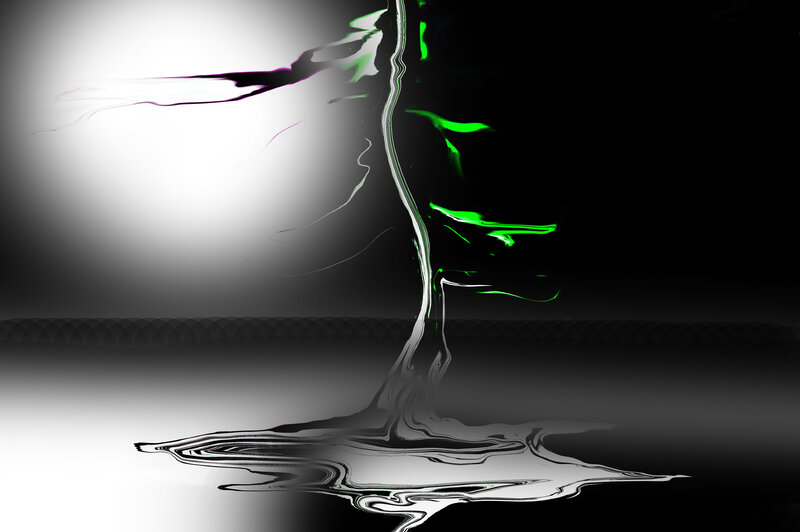 Abstract Liquid Form — Black, Dramatic