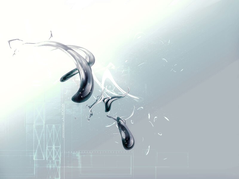 Abstract Liquid Shapes — White