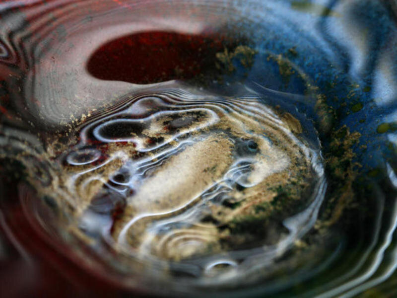Abstract liquid swirls in a bowl