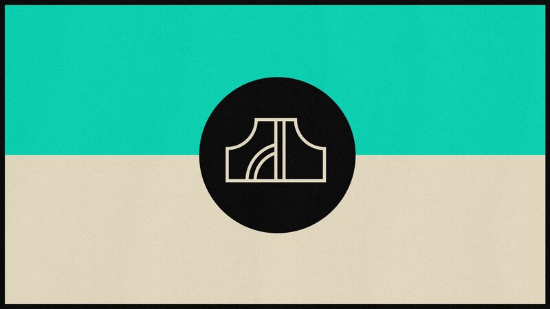 abstract logo on split background