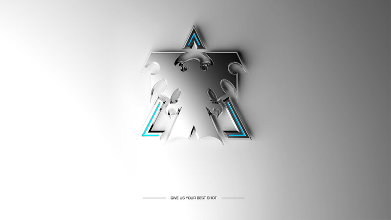 abstract logo with blue accents