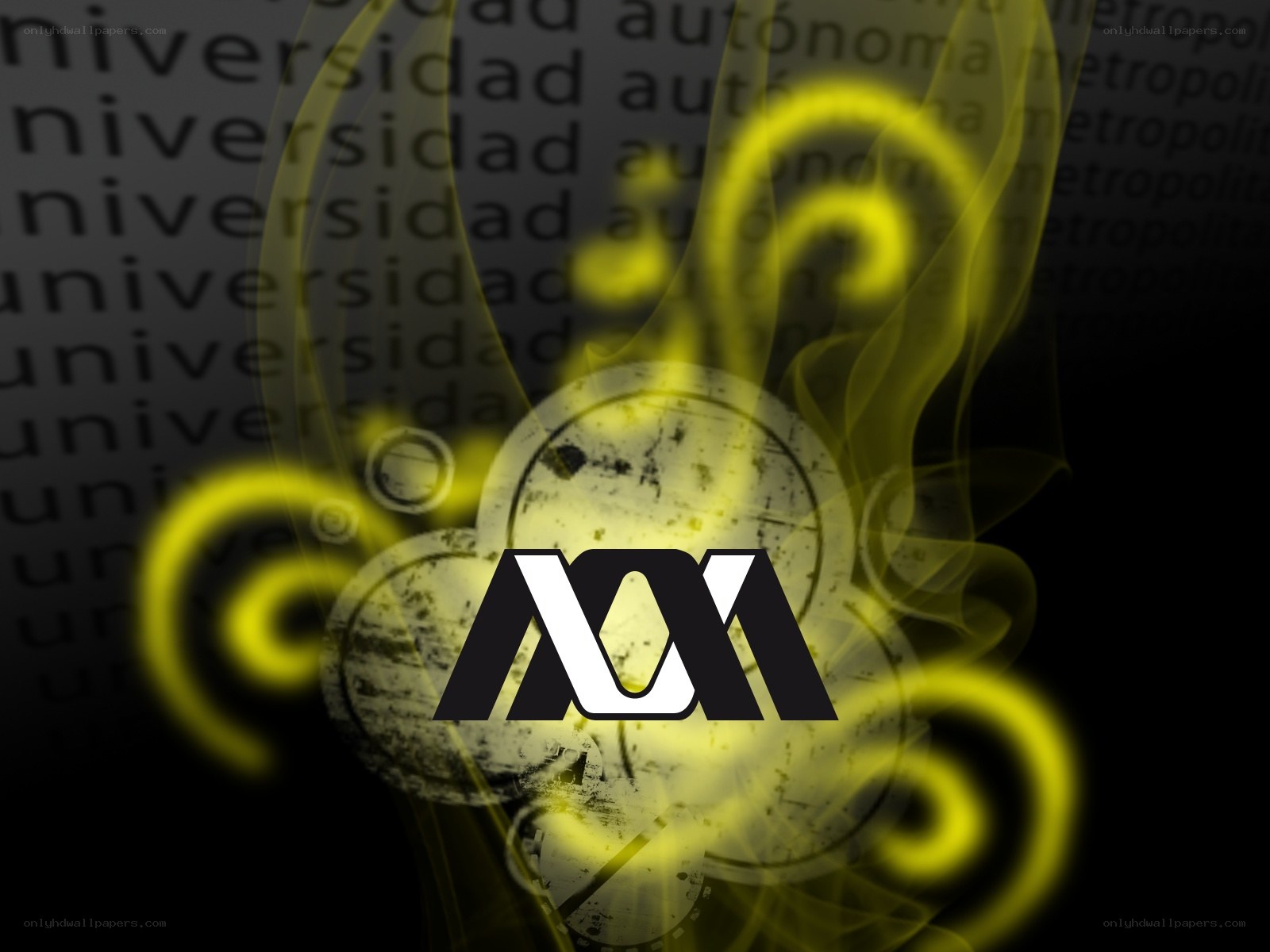 abstract logo with yellow swirls