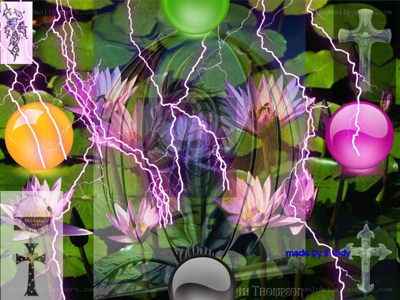 abstract lotus and lightning collage