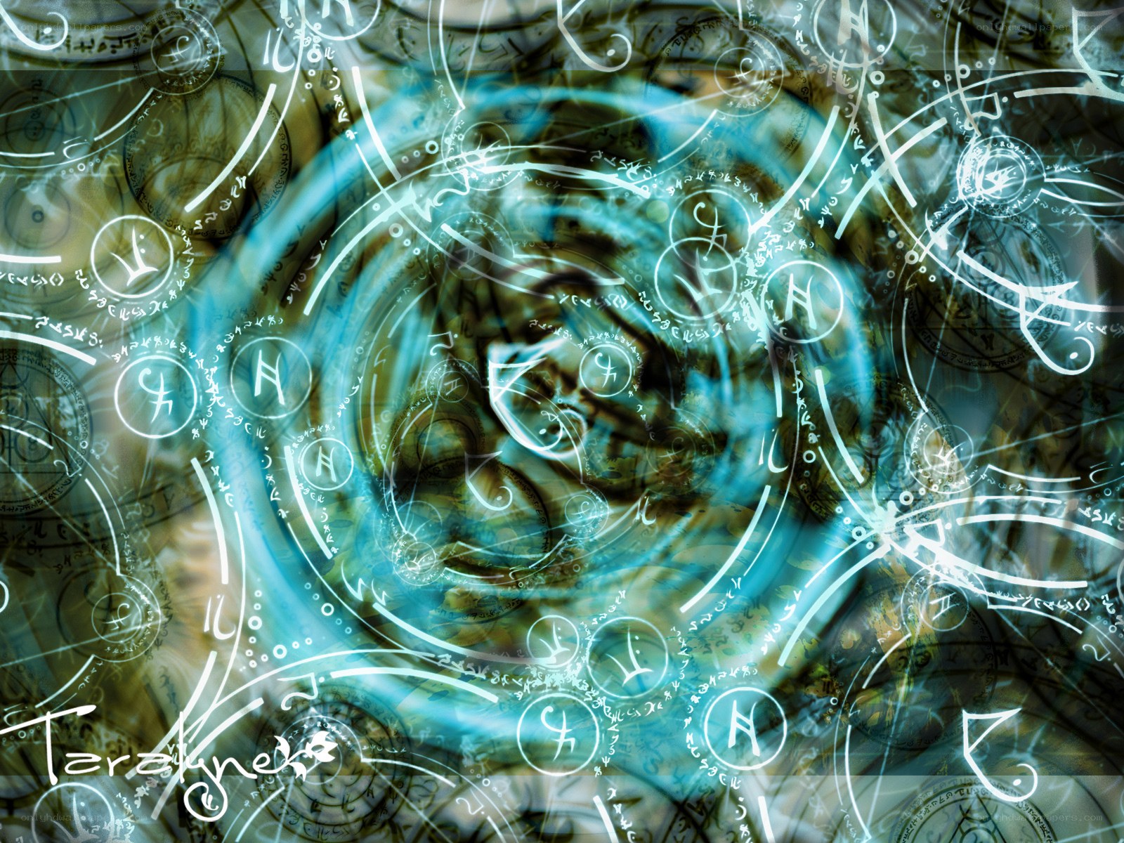 abstract magical symbols swirl