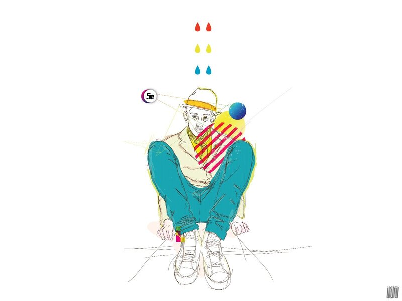 abstract man with hat illustration