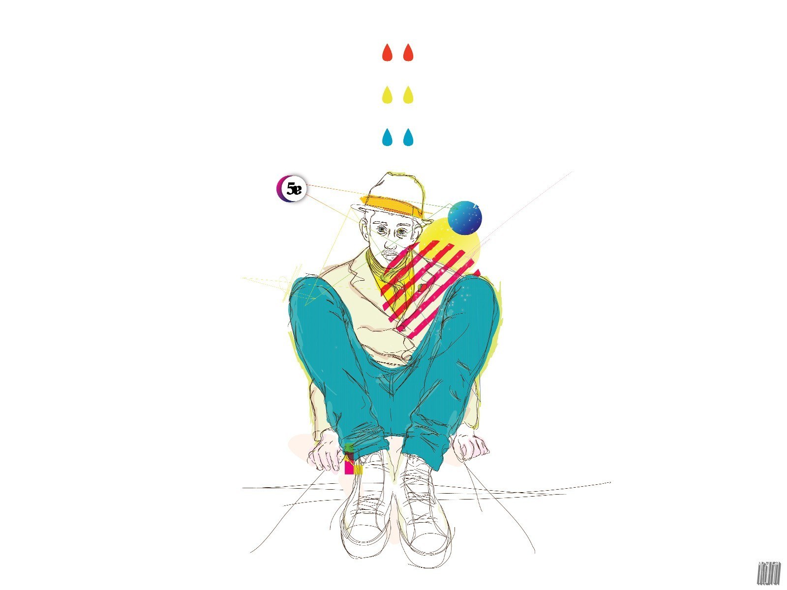 abstract man with hat illustration