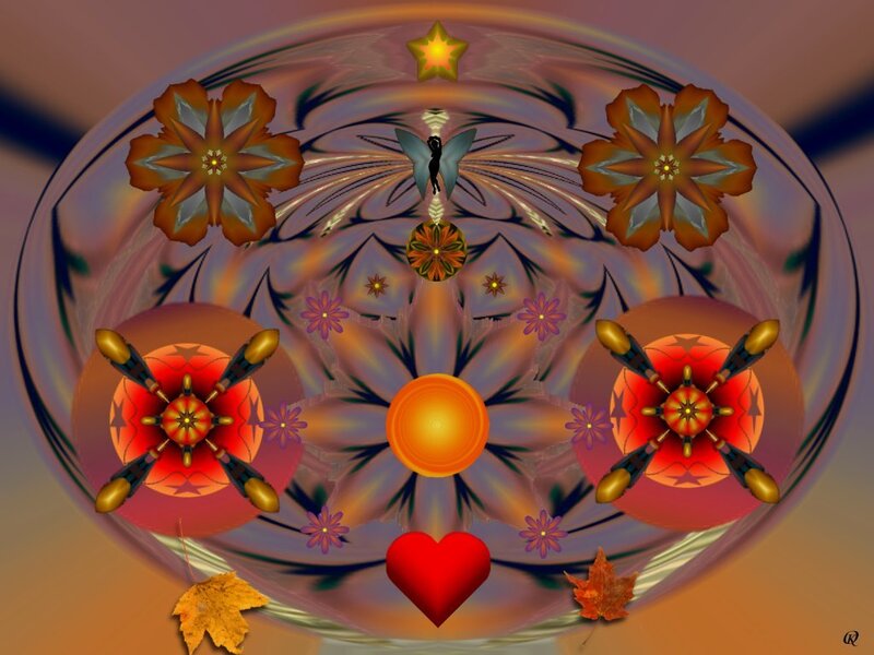 Abstract mandala with heart and stars