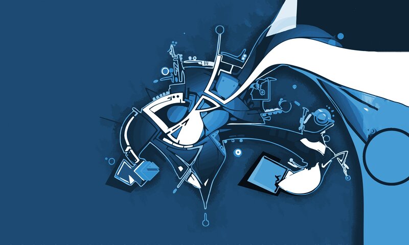 Abstract Mechanical Design — Blue, Dramatic