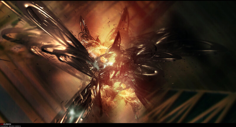 Abstract Mechanical Explosion — Orange