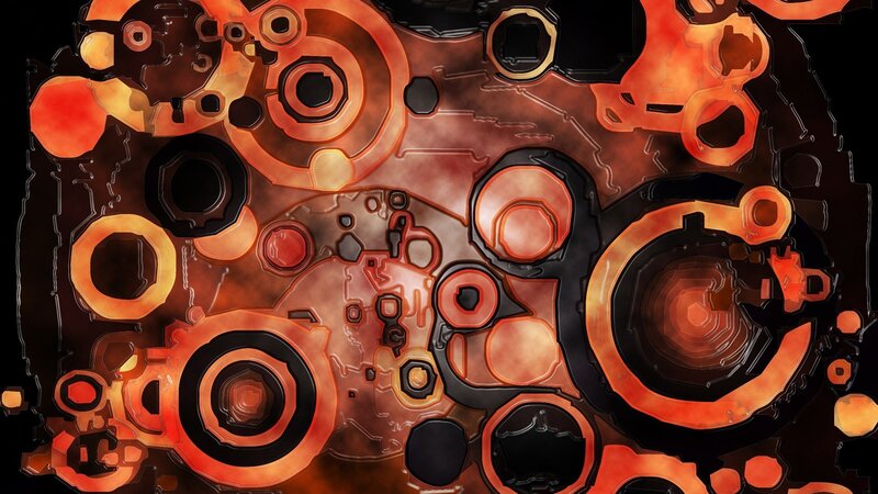 Abstract Mechanical Pattern — Orange, Digital Art