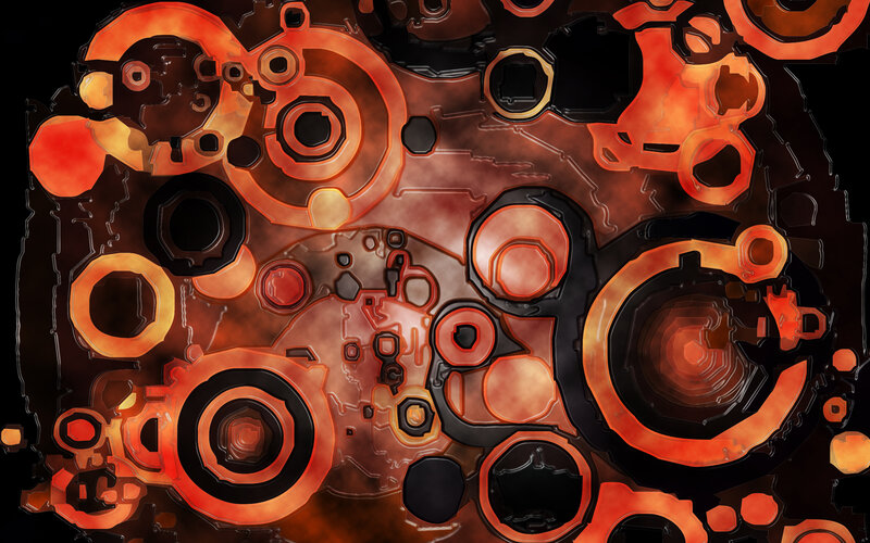 Abstract Mechanical Patterns — Orange, Dramatic