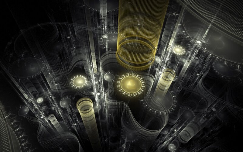Abstract Mechanical Structure — Black, Dramatic, Digital Art