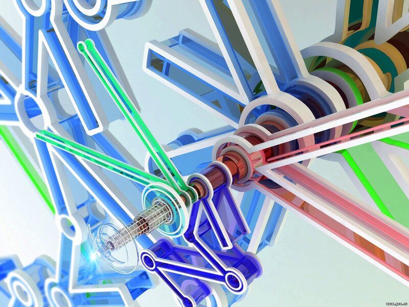 Abstract Mechanical Structure — Blue, Technological, 3d Render, Gears