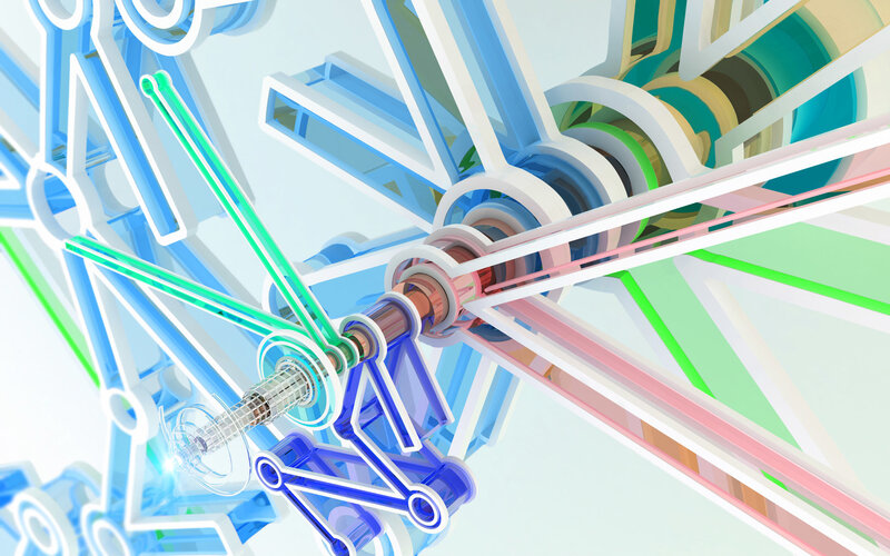 Abstract Mechanical Structure — Blue, Technological, 3d Render, Tubes