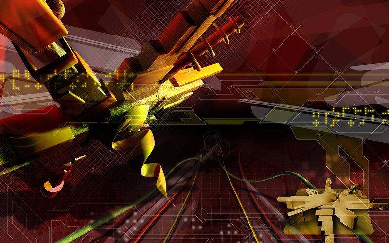 Abstract Mechanical Structure — Red, Dramatic, Digital Art
