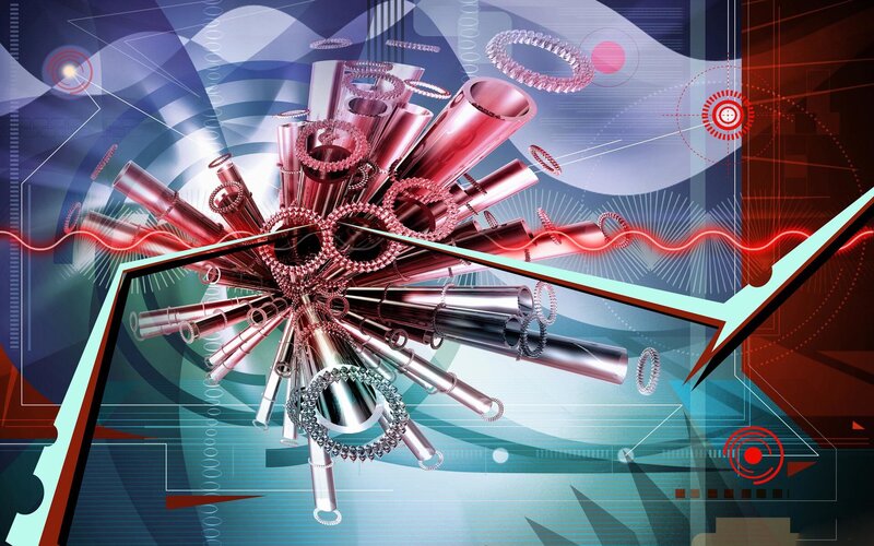 Abstract Mechanical Structure — Red