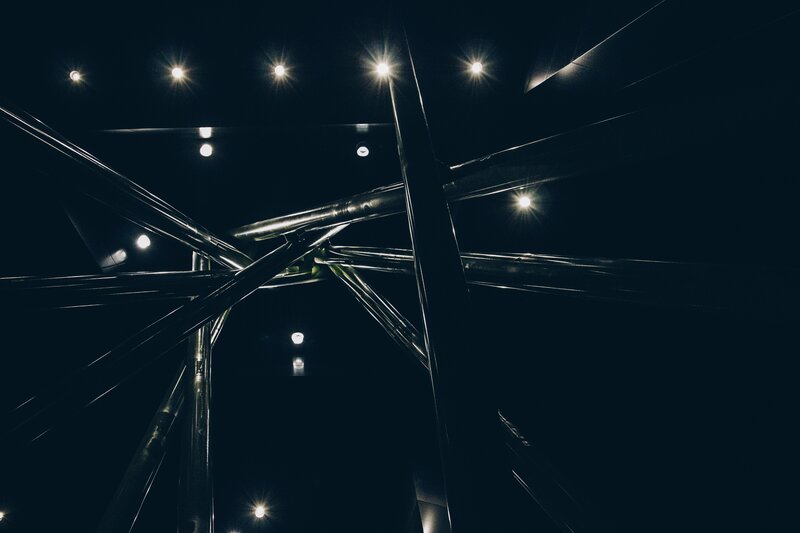 Abstract metal structure at night