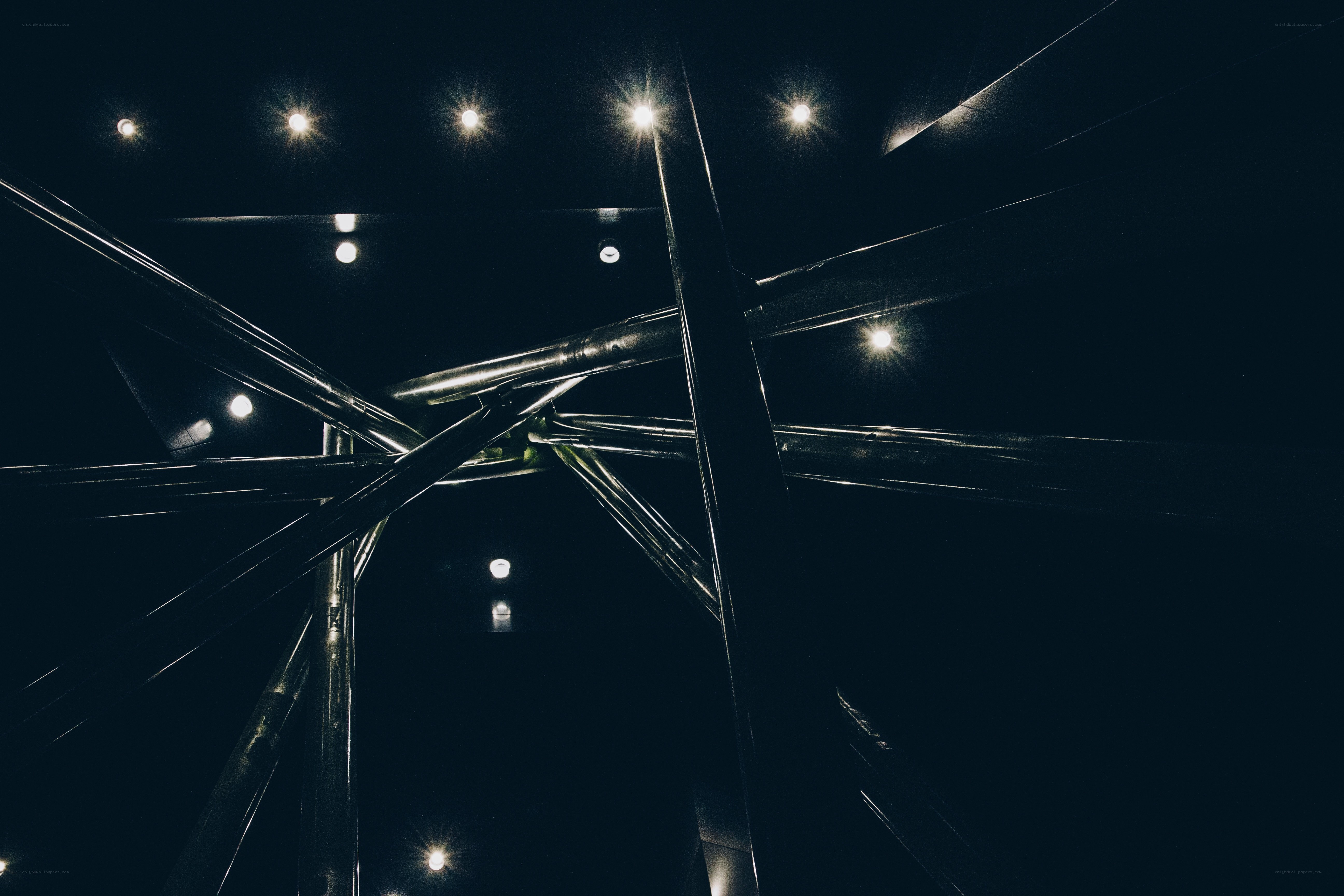 Abstract metal structure at night