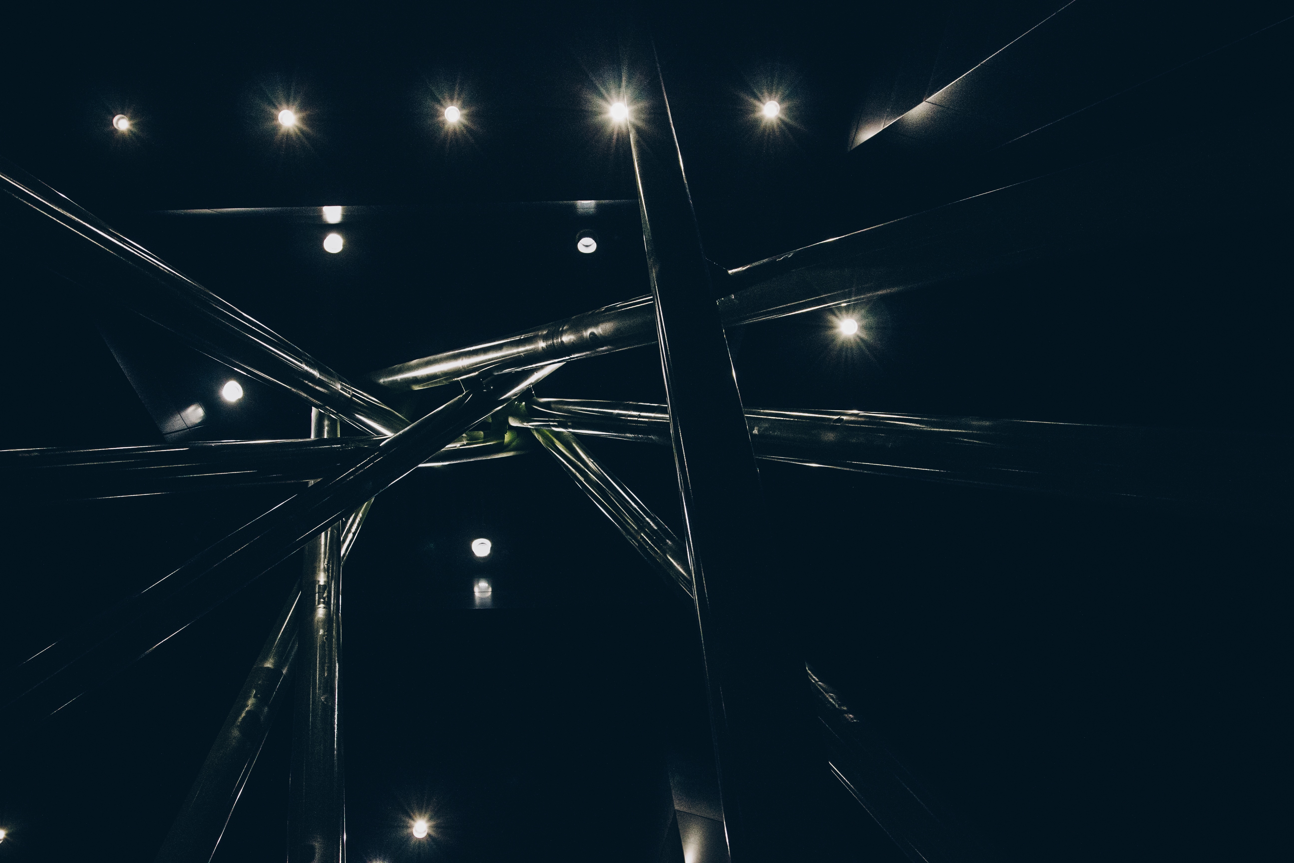 Abstract metal structure at night