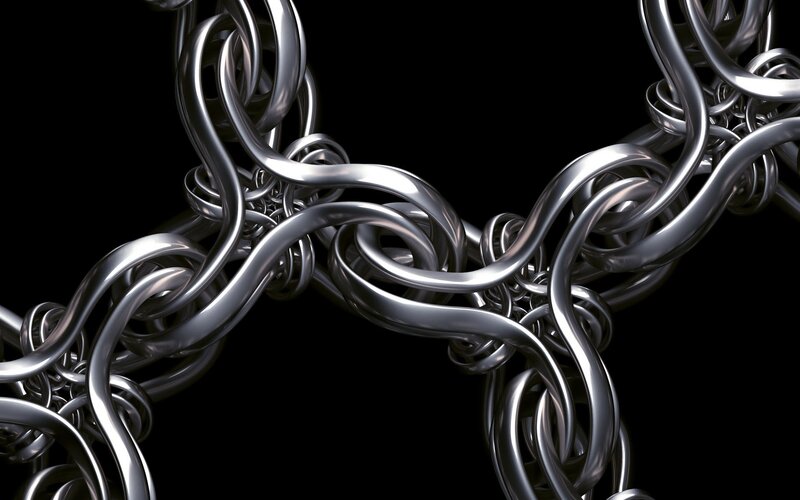 abstract metallic chain sculpture