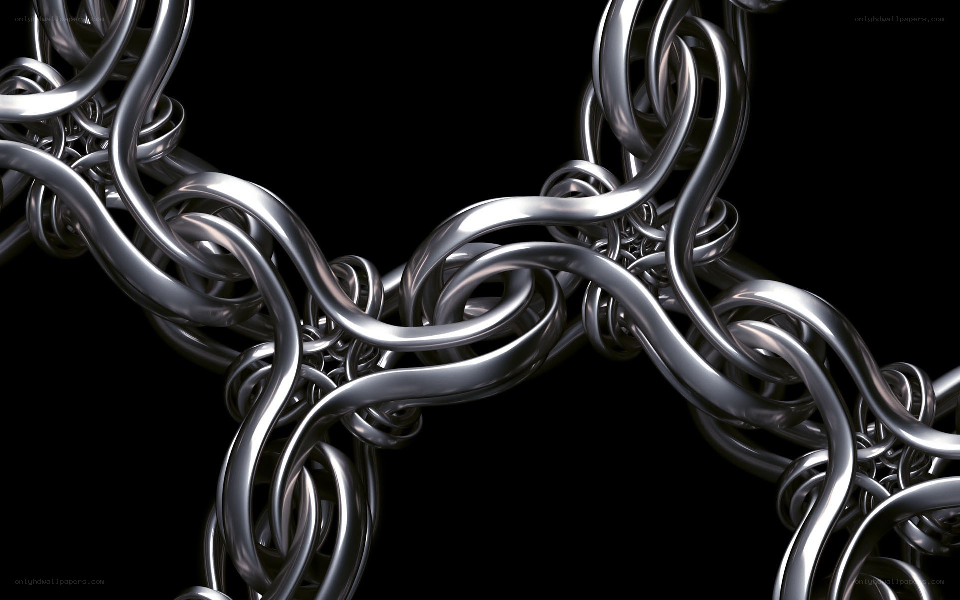 Abstract metallic chain sculpture