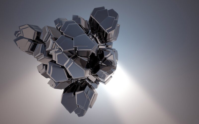 Abstract metallic crystal cluster