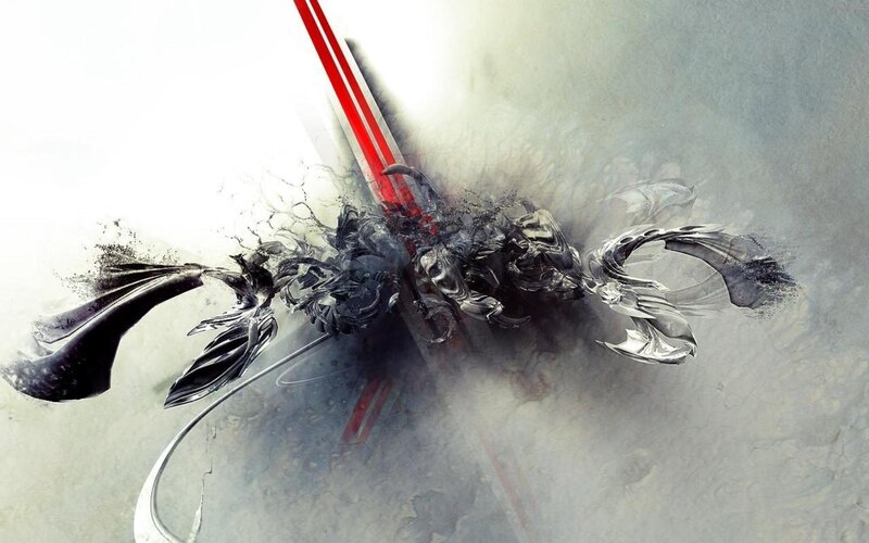 Abstract Metallic Explosion — Gray, Dramatic, Digital Art