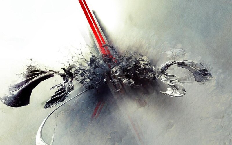 Abstract Metallic Explosion — Gray, Dramatic