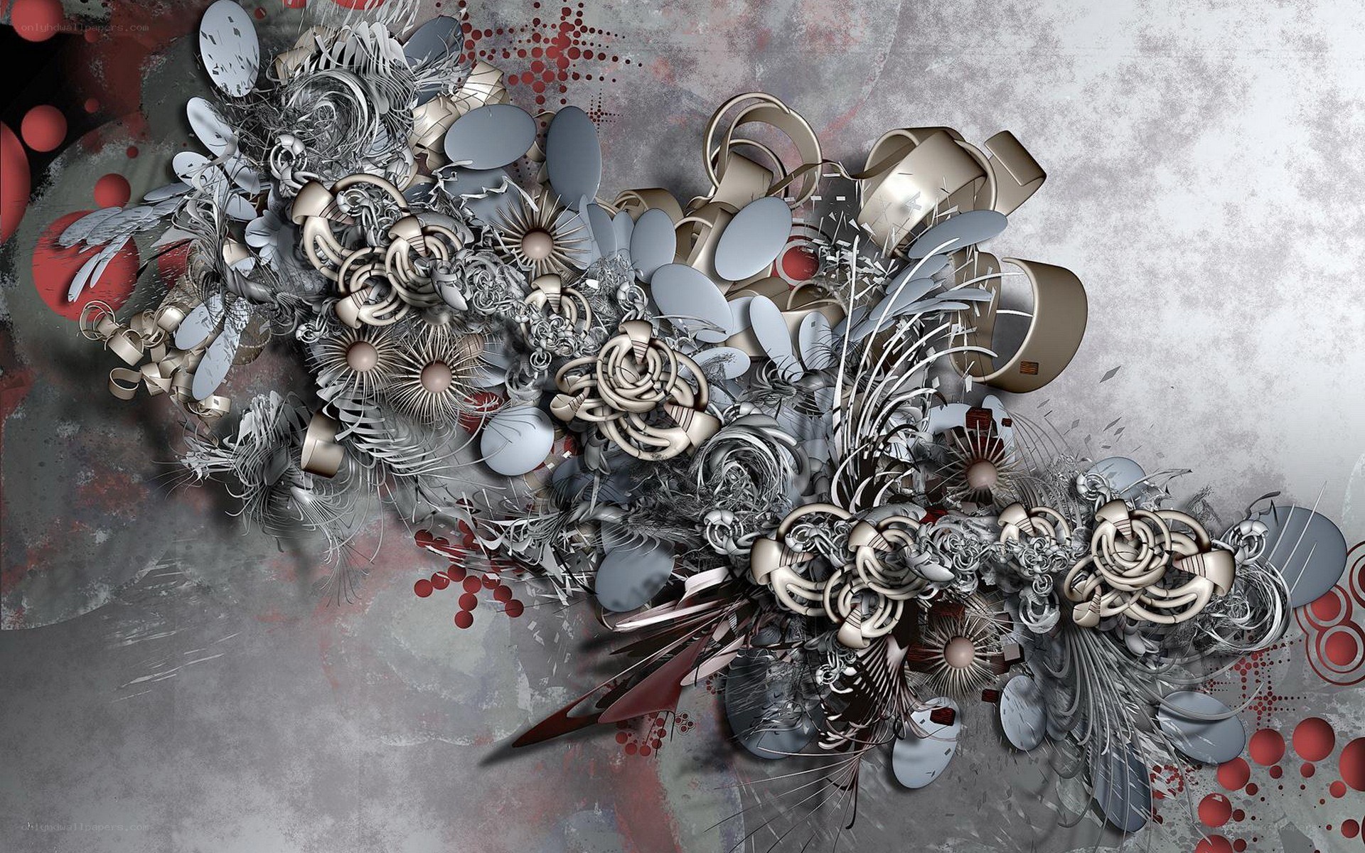 abstract metallic floral design