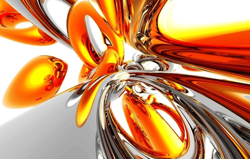 Abstract Metallic Fluid Forms — Orange
