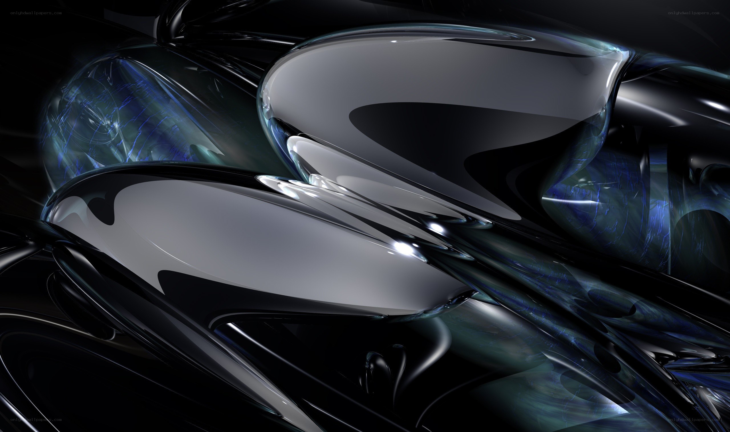 abstract metallic fluid shapes