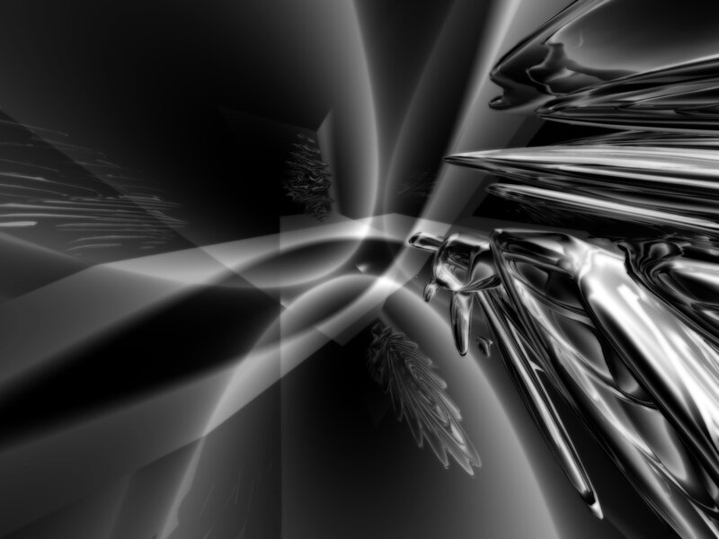 Abstract Metallic Forms — Black, Dramatic, Digital Art, Light Beams