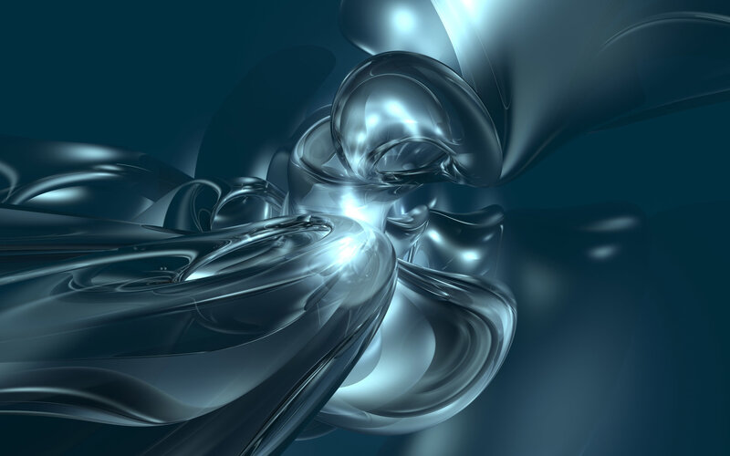 Abstract Metallic Forms — Blue, Dramatic, Digital Art
