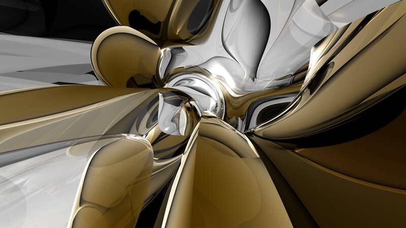 Abstract Metallic Forms — Gold, Dynamic