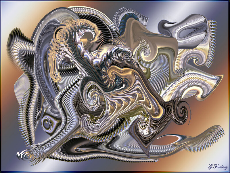 Abstract metallic fractal art