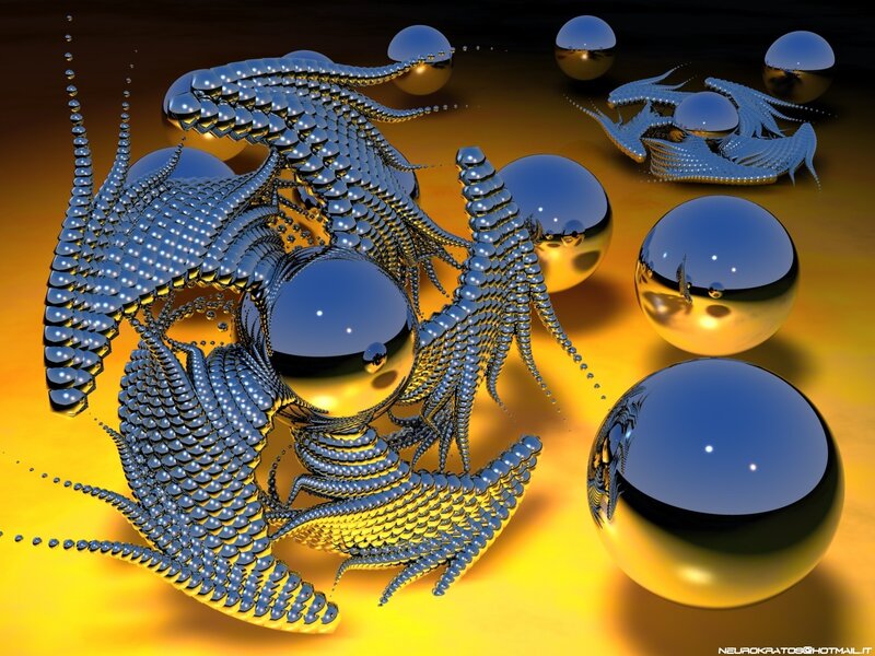 Abstract metallic fractal sculpture