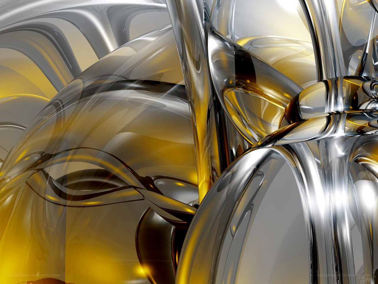 Abstract metallic golden sculpture