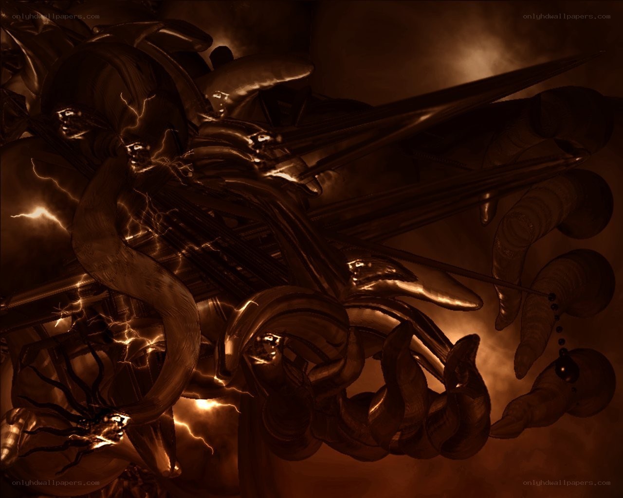 abstract metallic horror sculpture