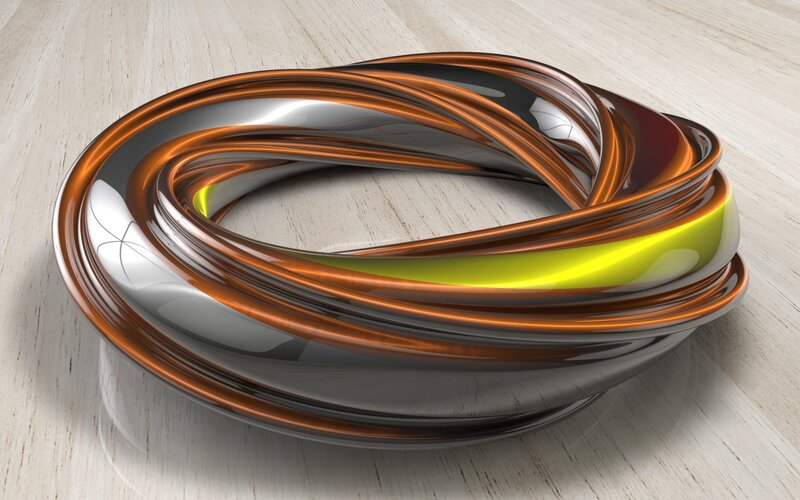 Abstract metallic ring sculpture
