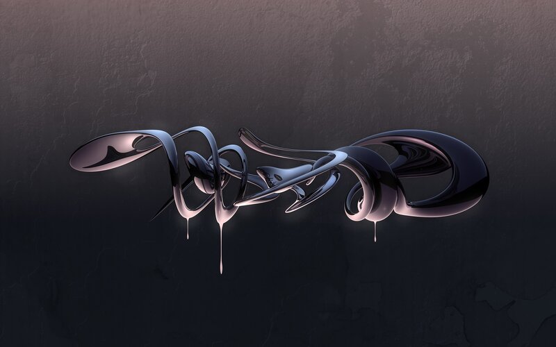 Abstract Metallic Sculpture — Black, Dramatic, 3d Render, Liquid Metal