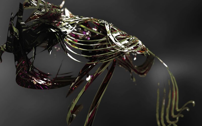 Abstract Metallic Sculpture — Black, Dramatic, 3d Render, Metallic Strips