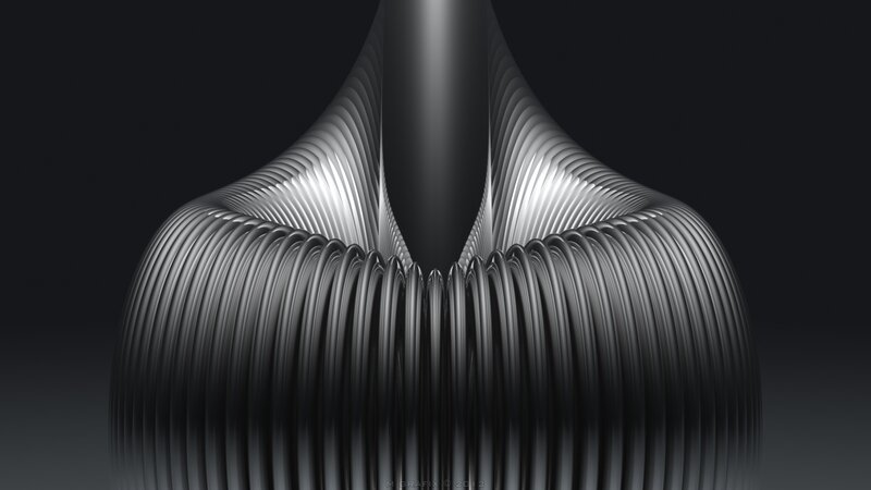 Abstract Metallic Sculpture — Black, Dramatic, 3d Render, Metallic Surface, Dark Background