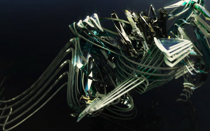 Abstract Metallic Sculpture — Black, Dramatic, 3d Render, Metallic Wires