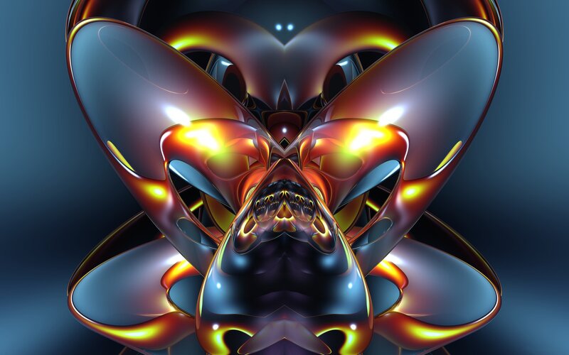 Abstract Metallic Sculpture — Blue, Dramatic