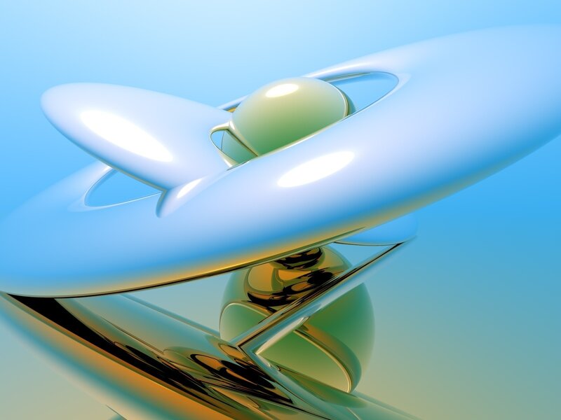 Abstract Metallic Sculpture — Blue, Serene