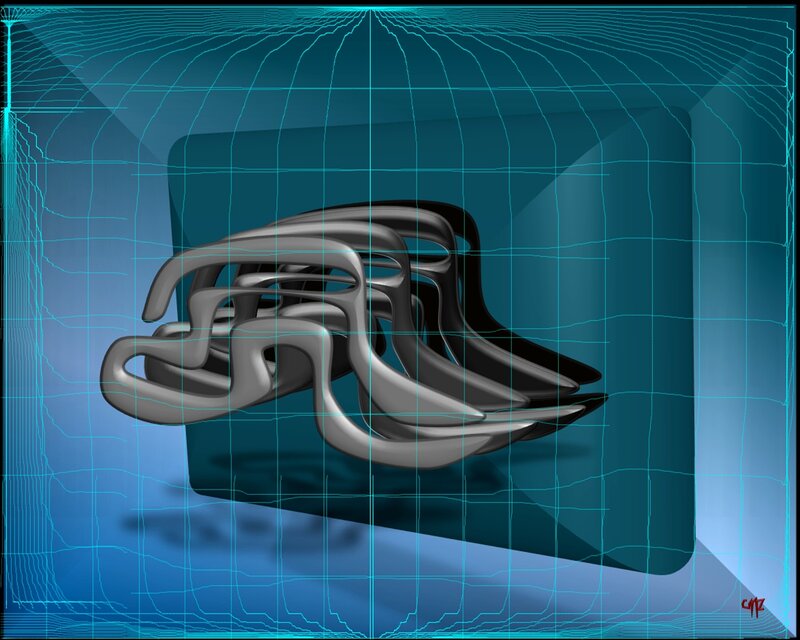 Abstract Metallic Sculpture — Blue
