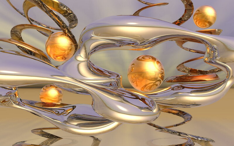 Abstract Metallic Sculpture — Gold